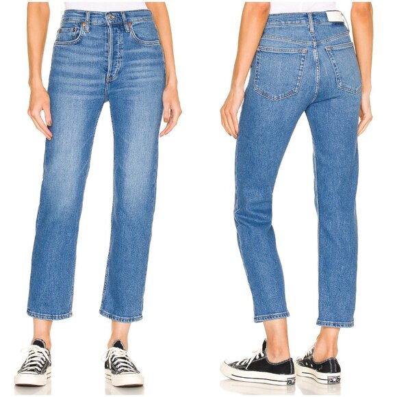 Re/Done Originals 70s Stove Pipe Denim Jeans in Dusted Blue Size 25 LIKE NEW - Picture 1 of 11